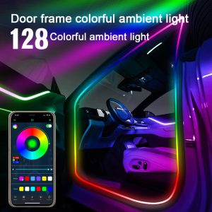 Car RGB Door Frame Ambient Lights APP Controlled Customizable Colors Car Door Frame Interior Ambient Lighting