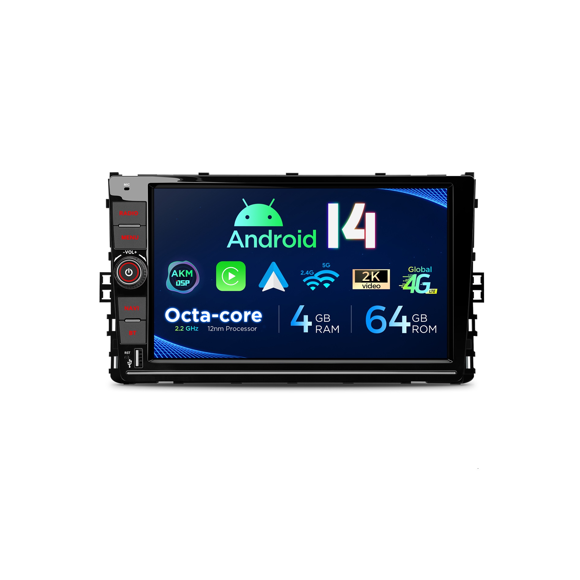 Volkswagen | Android 14 | Octa Core | 4GB RAM & 64GB ROM | Global 4G LTE Solution | PX94MTNVGS